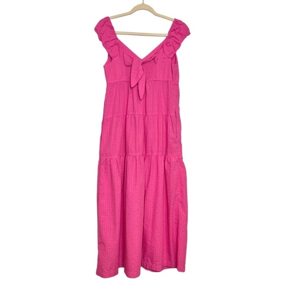 NWT! Fit & Flare Tiered Seersucker All-Day Maxi Dress - Size Medium Tall 🎞️ - Picture 4 of 7